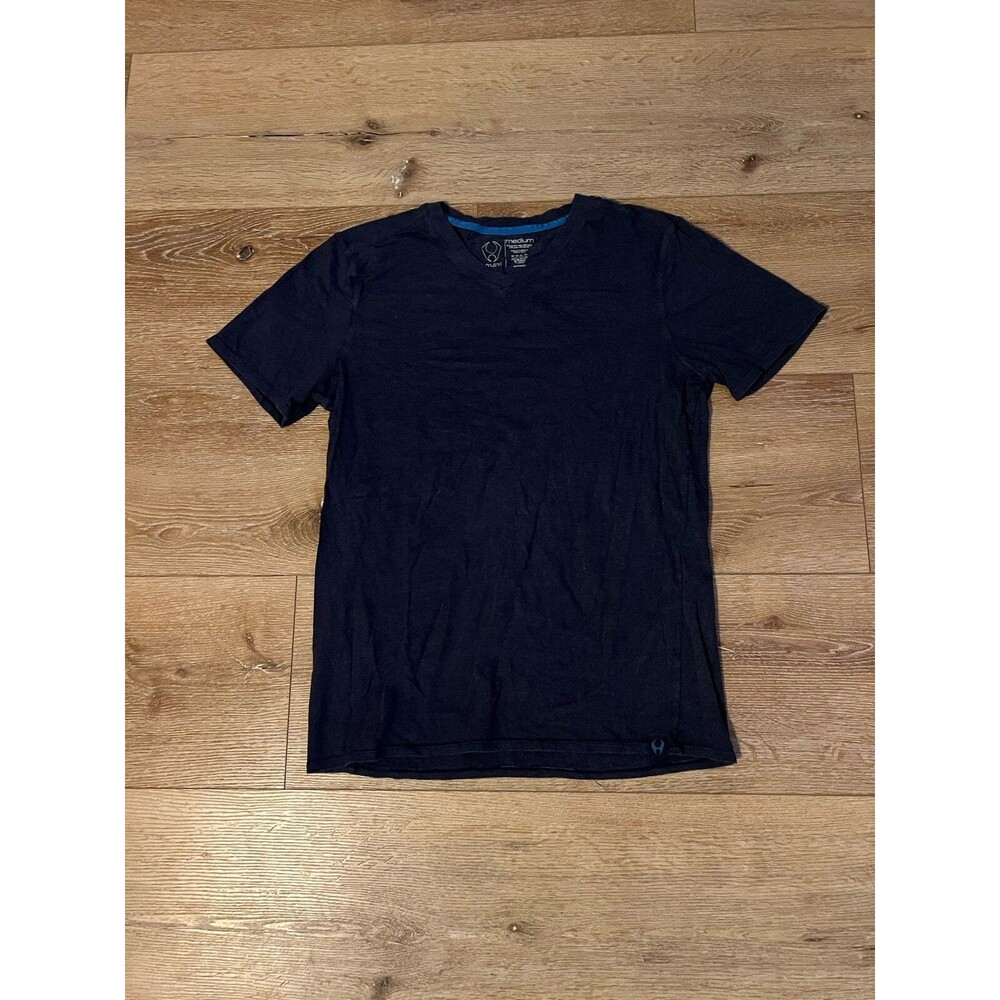 Hylete Mens Blue Striped Short Sleeve V-neck Athletic T-shirt Size Medium